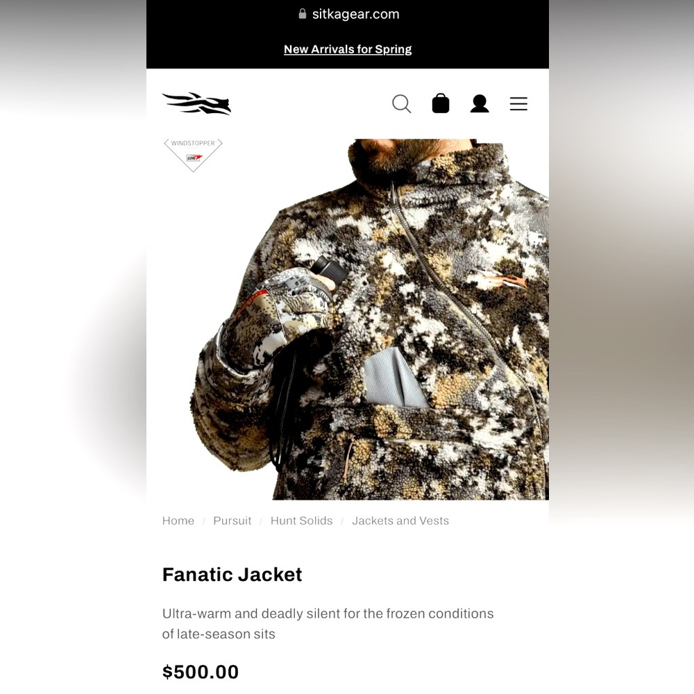 Sitka Fanatic Jacket - Men's Hunting Jacket in Optifade Elevated II - Picture 6 of 11